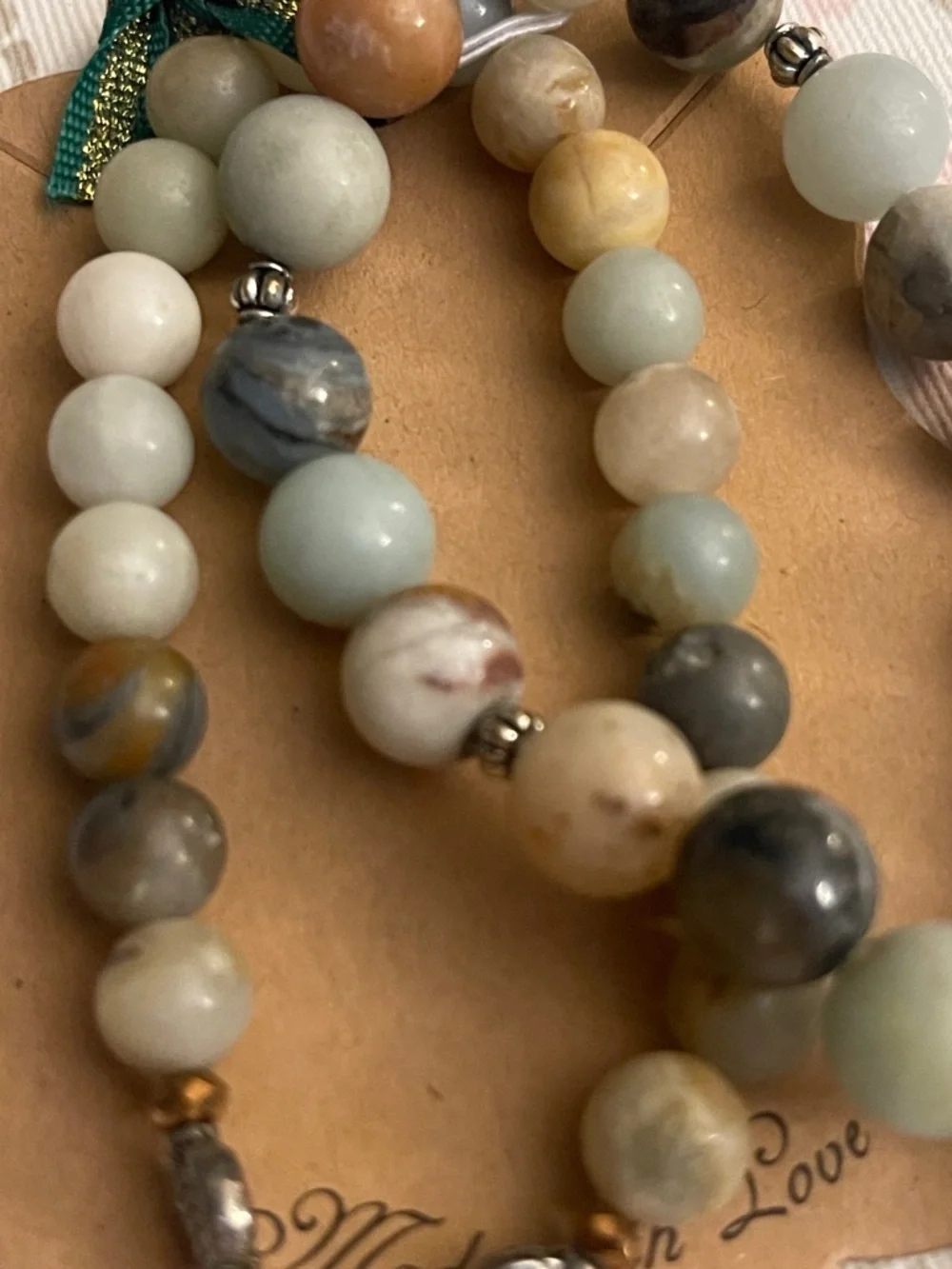 Natural Stone Hamsa Charm Stretch Bracelet - Multi-Color - Picture 2 of 5